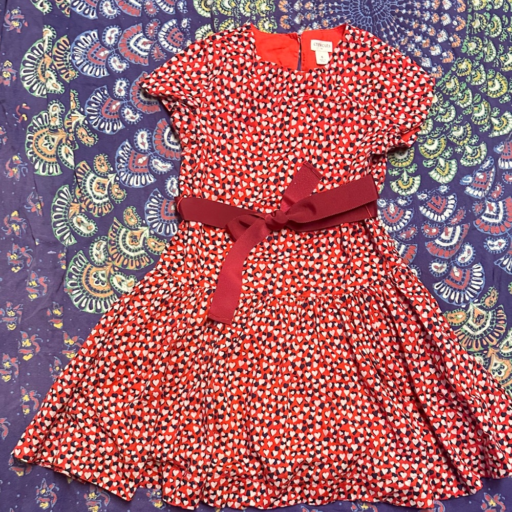 J. Crew Red and White Heart Print Dress